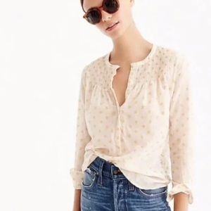 J.Crew Ruffle Popover shirt in Metallic Star Print, Size O